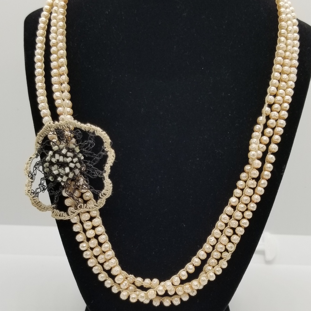 Lisa Tolland Pink Crochet Necklace